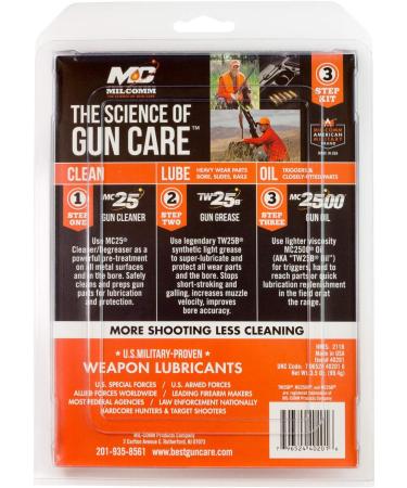 MIL-COMM 3 Step Gun Care System - TW25B Gun Grease, MC2500 Gun Oil, MC25 Gun Cleaner and Degreaser (3 Piece Set) - Buy Online on GoSupps.com