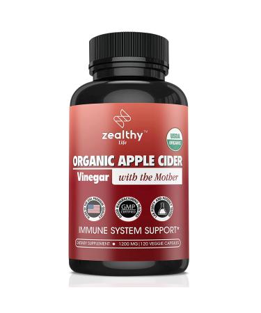 Apple Cider Vinegar with The Mother Supplement 1200mg Apple Cider Capsules for Optimum Wellness Gluten-Free Non-GMO 120 Veggie Capsules - Zealthy Life