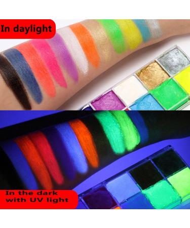 Proamate Glow in Dark Neon Face Body Paint Palette Kit - 12 Colors with Brushes & Stencils for Halloween Party & Carnival - Buy Online on GoSupps.com