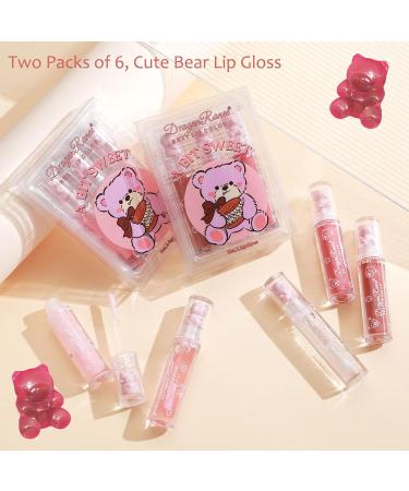 6 Colors Cute Bear Lip Glaze Set | Moisturizing Glitter Lip Gloss for Women & Girls | Tinted Shiny Lip Oil - Perfect Party Gift - Buy Online on GoSupps.com