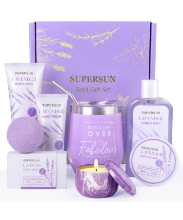 Gifts for Women Lavender Spa Gift Basket Set Unique Gift Basket for Women Birthday Gifts for Women Mom Sister Best Friend Wife Coworker Teacher Nurse Gifts Purple