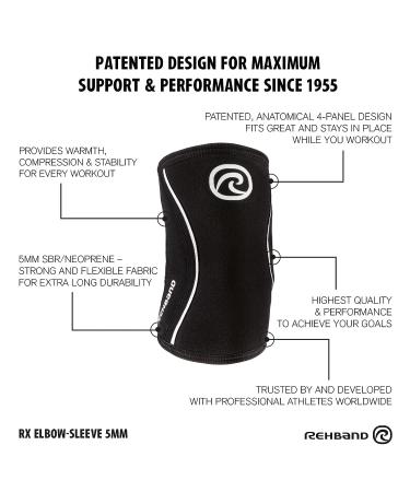 Rehband 5mm Neoprene Elbow Sleeve for Weight Training | Carbon/Black, Size M | Anatomical Design, Non-Slip & Tight-Fitting Support for Men & Women - Buy Online on GoSupps.com