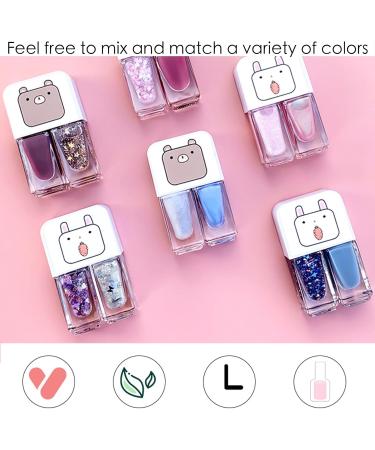 Glitter Red Nail Polish Set 2 In 1 Autumn Quick Dry Breathable Nail Varnish Shinny Sparkling No Need UV/LED Lamp Peel off Long Lasting Non-toxic Water Based Formula for Christmas Home DIY Nail Art - Buy Online on GoSupps.com