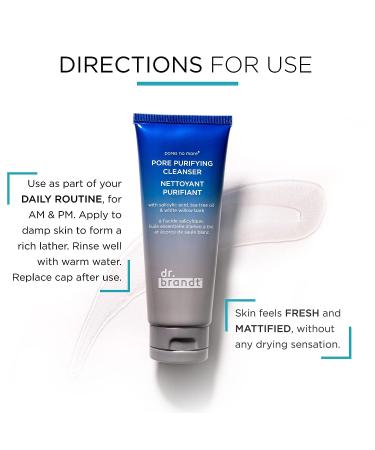 Dr. Brandt Pores No More Pore Purifying Cleanser 3.5 fl oz - Salicylic Acid & Tea Tree Oil Formula for Clear Skin - Buy Online on GoSupps.com
