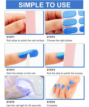 Kalolary 20PCS Nail Gel Polish Strips | Glitter Dark Blue | Self-Adhesive Nail Wraps for UV/LED Lamp | Full Coverage Stickers - Buy Online on GoSupps.com