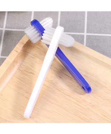 Denture Cleaning Brush 2pcs for False Teeth - Double-Ended Toothbrush (White+ Blue) - Buy Online on GoSupps.com