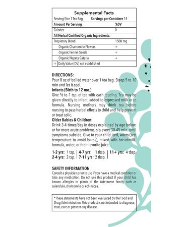 Organic Baby Gas Relief Tea - Colic & Acid Reflux - 30 Servings - Caffeine Free, Vegan | Oomi - Buy Online on GoSupps.com