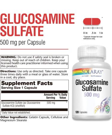 SOLARAY Glucosamine Sulfate 500mg for Healthy Joint Flexibility | 120ct Bottle for Joint Resiliency Support - Buy Online on GoSupps.com