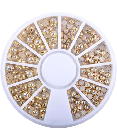 Mezerdoo 1 Box AB Beige Metal Edge Glitter Nail Beads Studs Beauty Charm Nail Art DIY Pearls Decorations Wheel Half Round Pearls Metal Rhinestone 3D Nail Art Flat Beads - Buy Online on GoSupps.com