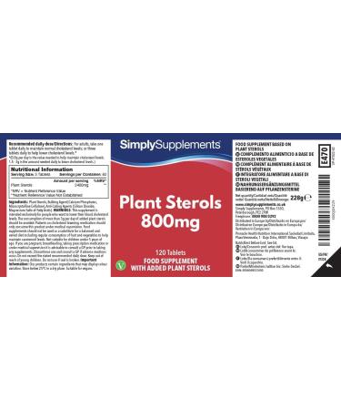 Plant Sterols 800mg | 120 Vegan Tablets with Beta-Sitosterol | Naturally Reduces Cholesterol | Suitable for Vegetarians and Vegans | Made in the UK - Buy Online on GoSupps.com
