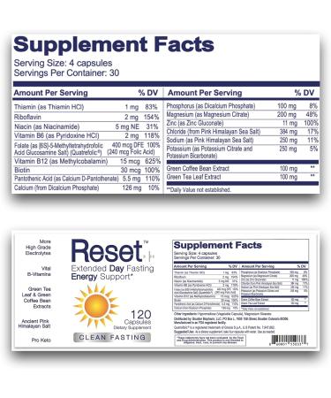 Reset+ Fasting & Keto Electrolyte Energy Supplement with Himalayan Pink Salt, B Vitamins, Zinc & Trace Minerals - Buy Online on GoSupps.com