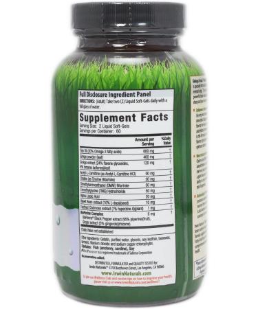 Irwin Naturals Ginkgo Smart - Maximum Focus & Memory 120 Liquid Soft-Gels - Buy Online on GoSupps.com