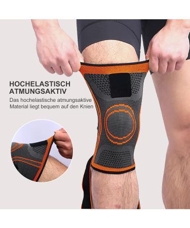 Knee Support 2-Pack - Adjustable Sports Knee Sleeves for Pain Relief Meniscus Tear Arthritis & Inflammation | Unisex | Orange S - Buy Online on GoSupps.com