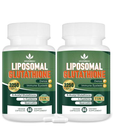 3250 MG Liposomal Glutathione Supplement Reduced L-Glutathione with Resveratrol Quercetin Antioxidant Supplement for Immune System Gluten Free & Non-GMO 120 Capsules