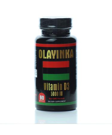 Non-GMO Olayinka Vitamin D3 Capsule 5000 IU Supports Healthy Immune System Supports Healthy Bones High Potency.