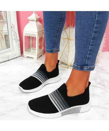 Freetime Women's Sneakers - Lace-Up Mesh Leisure & Hiking Shoes Soft Sole Sport Slip-On Walking Shoes Black 37 - Buy Online on GoSupps.com