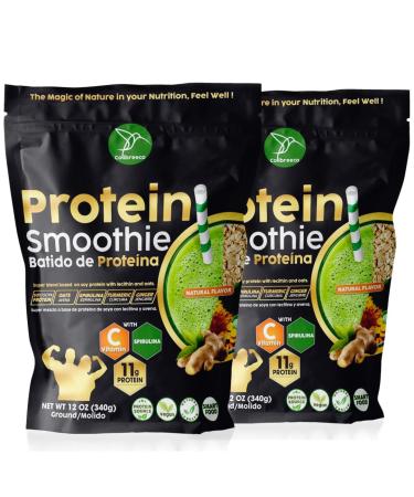 Colibreeco Plant-Based Protein Super Blend Powder 12 oz (Pack of 2) Superfood Protein with Spirulina Turmeric Ginger Probiotics for Digestive Support Nutrition & Energy. Vegan & Chemical-Free. 12 Ounce (Pack of 2)