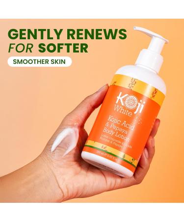 Koji White Kojic Acid & Papaya Body Lotion - Exfoliating Hydrating Moisturizing Skin Care for Sun-Damaged Skin Vegan Paraben-Free 8.45 Fl Oz (1 Bottle) - Buy Online on GoSupps.com