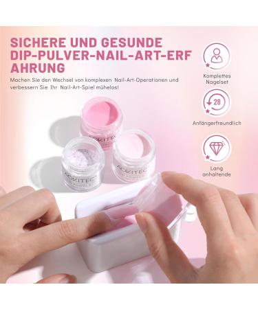 Aokitec 15-Piece Dipping Powder Nails Set - Pink Colors | Beginner-Friendly French Nail Kit | Perfect Gift for Women - Buy Online on GoSupps.com