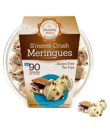 Krunchy Melts - Original Meringue Cookies - S'mores Flavor - Meringues - Fat Free - Gluten Free - Nut Free - 90 Calories Per Serving - Low Calorie Snack - Sweet Treats - 4 Oz