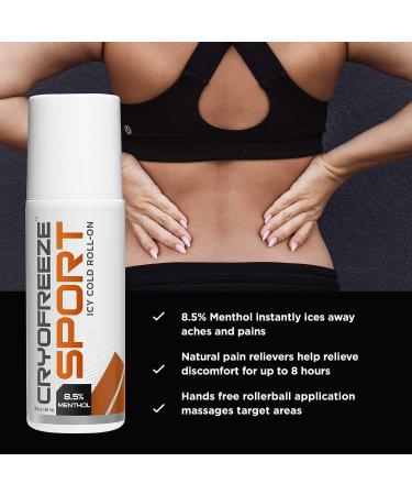 OMAX CryoFreeze Sport ICY Cold Pain Relief Roll-On - 8.5% Menthol - Natural Pain Relief (3 Bottles) - Buy Online on GoSupps.com