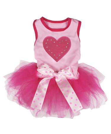 Petitebella Hot Pink Heart Puppy Dog Dress (Pink/Hot Pink, XXX-Large) XXX-Large Pink/Hot Pink