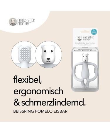 Matchstick Monkey Antimicrobial Bite Ring & Gel Applicator | BPA-Free Teething Aid for Babies 3+ Months | Animal Motif (Pomelo Eisb r) - Buy Online on GoSupps.com