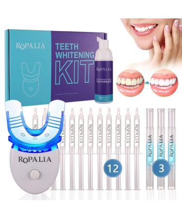 ROPALIA Teeth Whitening Kit Carbamide Peroxide Non Sensitive Tooth Whitener with LED Blue Light Accelerator  Fast Results for Teeth Whitening at Home  Helps to Remove All Kinds of Stain