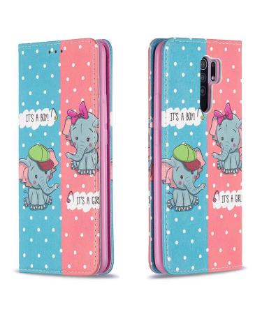 Magon wallet case for Oppo A9 2020 creatively painted cell phone bag case PU leather wallet with card compartment wallet cover folding case elephant Oppo A9 2020 elephant