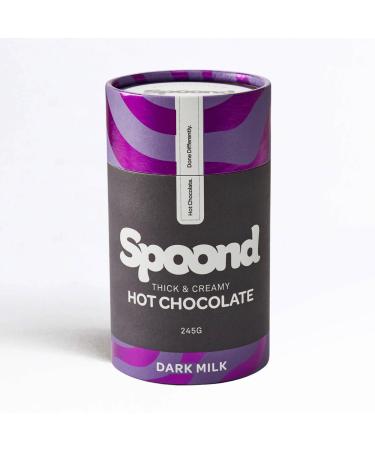 Spoond Thick & Creamy Belgian Dark Milk Hot Chocolate Powder - With Milk Chocolate Flakes & Rich Cocoa Powder - Nut Free Irish Made Award Winning - 245g Instant Hot Chocolate Powder