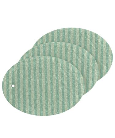 3-Pack Cleaning Kitchen Sponges Oval Green Stripes Retro Kitchen Cellulose Dishwashing Wood Pulp Cotton