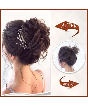 SOFEIYAN Claw Clip Messy Bun Hair Piece - Wavy Curly Synthetic Updo Hair Extensions for Women - Gray with White Tips - Buy Online on GoSupps.com
