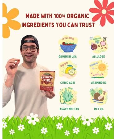 Krunchy Kids Organic Prebiotic & Postbiotic Gummy Vitamin for Kids and Adults Allulose Sugar Free Fermented Strawberry Support Gut Health Dye Free - Buy Online on GoSupps.com
