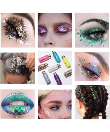 Body Glitter Gel Sequins Glitter Chunky Liquid Eyeshadow Glitter Cosmetic Glitter Face and Body Gel Sparkling Festival Party Lotion Glitter for Body Eye Hair Nail Makeup DIY Art (Dark Purple) Chunky Glitter 108 Dark Purple - Buy Online on GoSupps.com