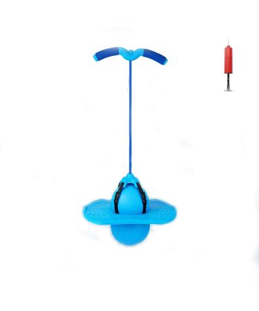 Christoy Pogo Jumper with Handle and Ball Pump, High Jump Toy Bounce Jump Trick Board Pogo Bouncing Ball Safe and Fun Pogo Stick for Kids Boys Girls and Adults (Blue)