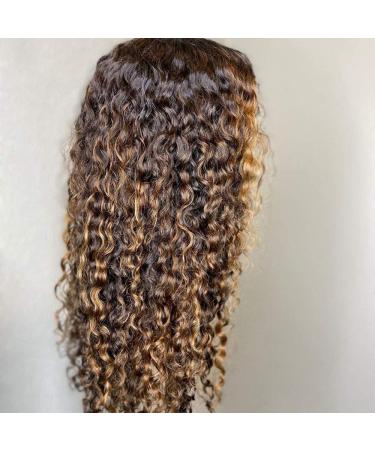 Nabeauty Highlight Lace Front Curly Wig 18 Inch | Human Hair T Part 13x6 Lace Frontal Wigs 4/27 | Pre Plucked with Baby Hair 130% Density - For Women - Buy Online on GoSupps.com