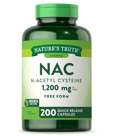 Nature's Truth NAC Supplement | N-Acetyl Cysteine | 1 200mg | 200 Capsules | Free Form Amino Acid | Non-GMO & Gluten Free Supplement