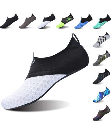 L-RUN Barefoot Skin Aqua Socks for Women & Men | Quick-Drying Water Shoes for Surf, Swim, Yoga | Dot White - Size 8.5-9.5 Women/7-7.5 Men - Buy Online on GoSupps.com