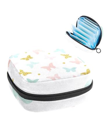 Sanitary Napkin Storage Bag Butterfly Print Pattern Menstrual Cup Pouch Nursing Pad Holder Tampon Bags Feminine Product Pouches Portable Period Kit Bag Color 14