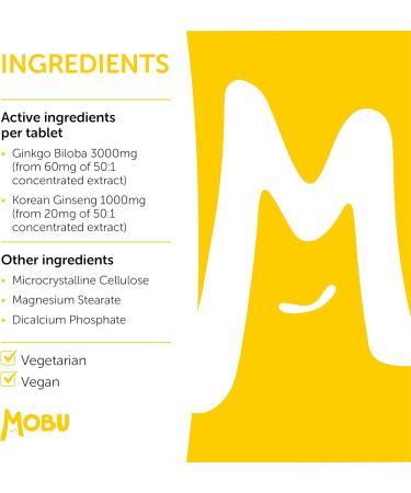 Ginkgo Biloba 3000mg & Korean Ginseng 1000mg 120 Tablets | Boost Memory & Cognitive Function | Vegan UK Made | GMP Approved - Buy Online on GoSupps.com