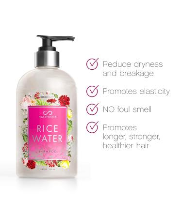 Hairfinity Rice Water Shampoo - Silicone & Sulfate Free Growth Formula for Damaged Dry Curly & Frizzy Hair - 12oz Thickening Solution Safe for Keratin & Color Treated Hair - Buy Online on GoSupps.com