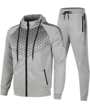 Hanxiulin Men's Jogging Suit - Casual Long Sleeve Sports Jacket & Training Leisure Outfit | Autumn & Winter Gray XXL - Buy Online on GoSupps.com