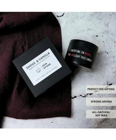 Vanilla Smoke Scented Candles for Men & Women - 8 oz Soy Candle Gift Set | Humorous Gifts in Stylish Black Jar - Buy Online on GoSupps.com