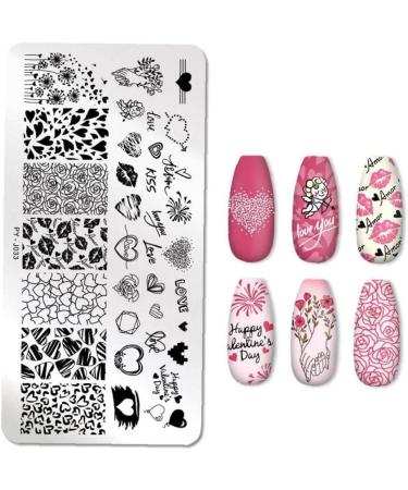 Valentine's Day Nail Stamping Plates | Rose Flower Design | Stainless Steel Nail Art Tools for Perfect Manicure - Buy Online on GoSupps.com
