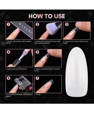 Makartt Oval Press On Nails - 500pcs Full Cover Acrylic Nail Tips in 10 Sizes - A-04 Natural Round Design - Buy Online on GoSupps.com