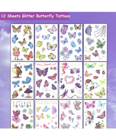 Hohamn Glitter Butterfly Tattoos - 12 Sheets Temporary Glitter Art for Kids, Girls & Women - Buy Online on GoSupps.com