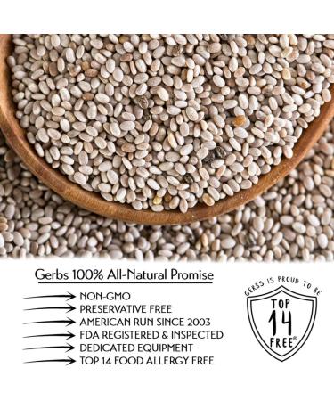 GERBS Raw White Chia Seeds 2 LBS | Premium Grade Non-GMO | Keto & Paleo Friendly | Freshly Harvested & Packaged | Ideal for Yogurt, Smoothies & Oatmeal | Gluten & Peanut Free | 2 Pound Resealable Bag - Buy Online on GoSupps.com