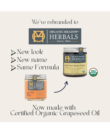 Organic Meadow Herbals Love Your Body Cream (4oz) - USDA Certified Organic. Soothes & Protects Dry Itchy Skin scaly sensitive skin. For Face & Body. Woman-owned & Operated Since 1994 - Buy Online on GoSupps.com