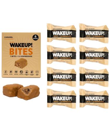 WAKE UP! Caffeinated Caramel Protein Bars - Gluten Free Vegetarian 350mg Caffeine - 8 Pack for Focus & Clarity - Kosher Ingredients - Buy Online on GoSupps.com