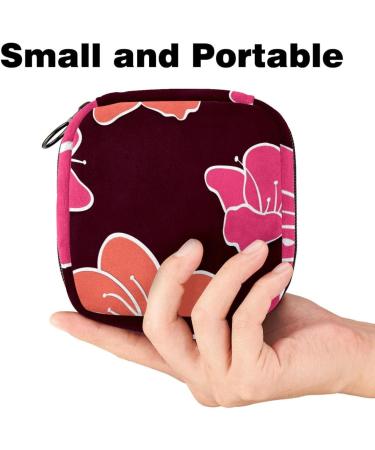 Stylish Menstruation Pad Bag with Zipper | Cute Red Flower Design - Women's Tampon & Napkin Organizer - Buy Online on GoSupps.com